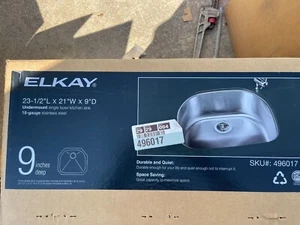 ELKAY SPUH2118 Undermount 18-gauge stainless Steel 9"depth single bowl kitchen s - Picture 1 of 6