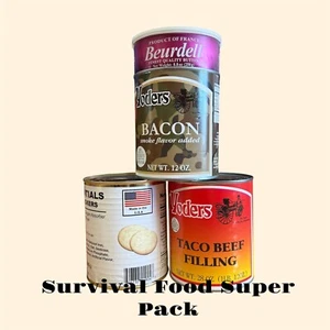 Emergency Ration 4-Pack: Bacon + Taco Beef, Butter, Pilot Bread| Long Shelf Life - Picture 1 of 5