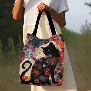 cute cat themed tote bag ideal gift for cat lover unique REF 10 - Picture 1 of 5