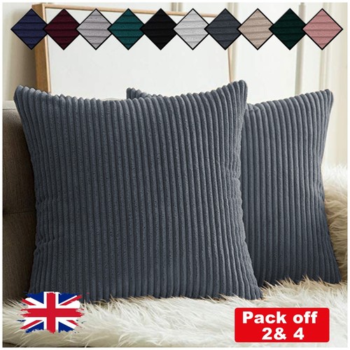 Stripe Velvet Throw Decorative Cushion Covers 18x18 Inch Square Pillow