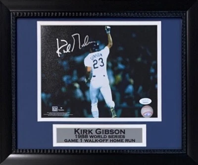Kirk Gibson Autografiado Dodgers Serie Mundial 1988 Jonrón 8x10 Foto Enmarcada JSA Foto 1 de 3