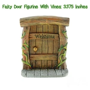 MINIATURE FAIRY GARDEN WOOD (RESIN) WELCOME DOOR FIGURINE with VINES 3.375" - Picture 1 of 5