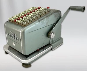 F & E Check Protector Hedman Company Vintage Printer Mechanical Office Equipment - Picture 1 of 10