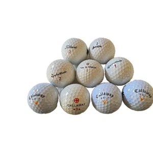 9 Used White Golf Balls Assorted Brands Titleist, Taylor Made, Callaway, Srixon - Imagen 1 de 2