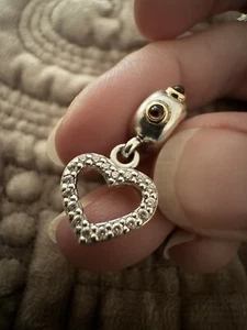 Original Pandora Silber & 14ct Rhodolith My Valentine Herz Charm 790590RHL Selten - Bild 1 von 9