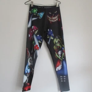Living Dead Leggings Women Size L/12 Alice in Wonderland Dark Black - Picture 1 of 11