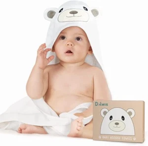 Dolwis Bamboo Hooded Bear Baby Bath Towel Organic Cotton Newborn - Picture 1 of 5