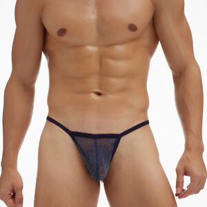 Men's See-Through Jockstrap Bulge Pouch Low Rise G-String Thong Briefs Underwear