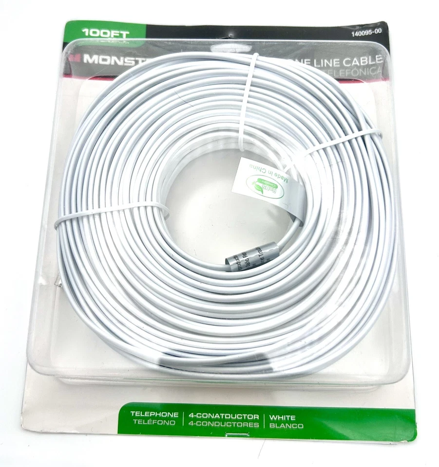 Monster Telephone Line Cable 100ft 140095-00 White