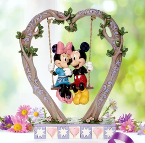 ✤ New JIM SHORE DISNEY Figurine MICKEY MINNIE MOUSE Love Swing Playground Purple - Picture 1 of 6