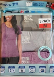 32 Degrees Cool Women's 3 Pack Ultra Soft Relaxed Fit Tees BLK/GRY/PURP MEDIUM - Picture 1 of 2