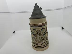 VTG German Beer Stein .5L Munich Child Monk Barley & Hops, Give Good Beer Drops - Picture 1 of 15