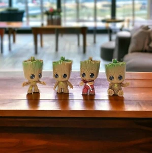 4pcs/Set Miniature Fairy Garden Sitting Groot Figurine - PVC Statue Groot - Picture 1 of 8