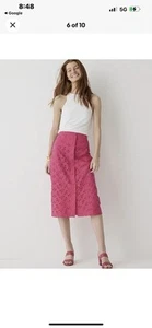 J.CREW Eyelet Pencil Skirt Bottonfront Pink Size 10 - Picture 1 of 14