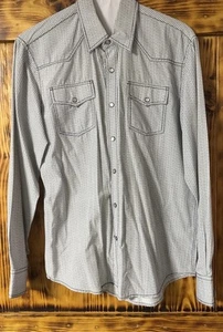 Dukes Bark Mens long Sleeve Navy Paisley Pearl Snap Button-Up Western - Picture 1 of 11