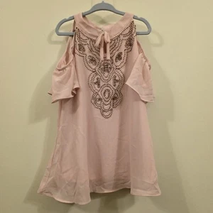 Ally B Girls Pink Top Shirt Embelished Beaded Short Sleeve Small 7/8 - Picture 1 of 10