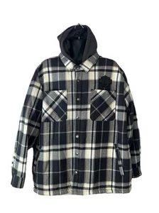 Harley Davidson North Sherpa Flanell Jacke Herren 3XL grau weiß Kapuze Snap Up - Bild 1 von 10
