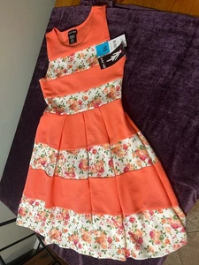 PAPER DOLL Brand Junior Girl Sz 16 Sleeveless Dress Coral Floral NEW with tag - Picture 1 of 9