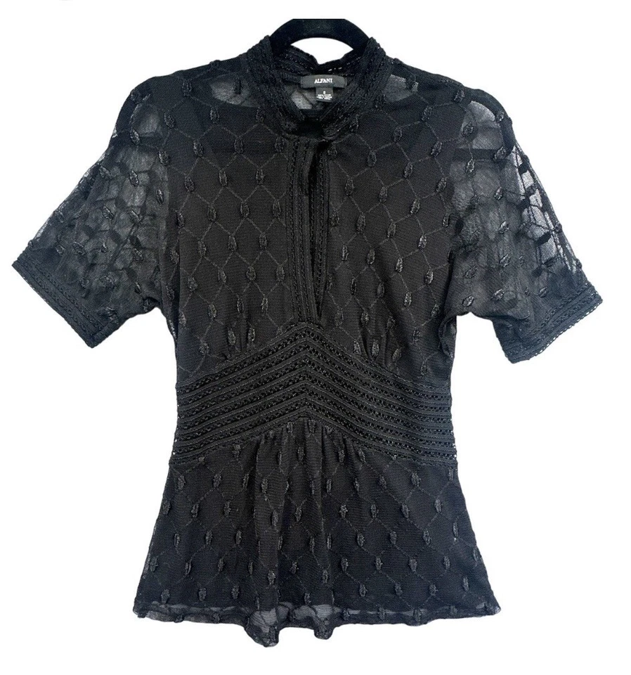 Vtg Y2K Lace Top Black Empire Blouse LG Coquette  Whimsigoth Twilight Charmed - Image 1 of 4