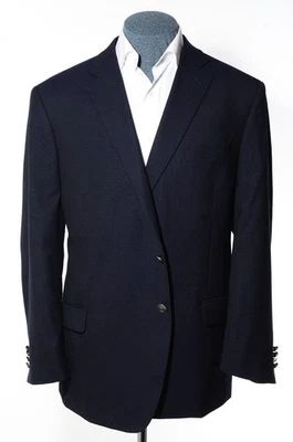 46S Short Executive Portly Fit Joseph Abboud Black Hopsack Italian Wool Blazer - Image 1 of 4