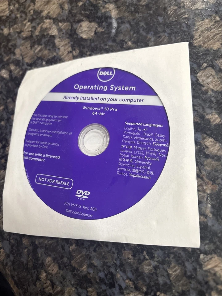 Dell Windows 10 Pro 64-bit Reinstallation Disc DVD SEALED New Multi Language  - Image 1 of 1