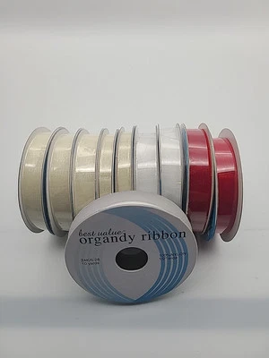 Lot of 9 New Rolls of Ribbon Assorted Sizes & Colors Best Value Organdy Vintage - Image 1 of 4