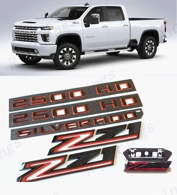 Черные красные двери 2500HD задняя дверь крыло Silverado и передняя эмблема Z71 2019-2021 - Изображение 1 из 4
