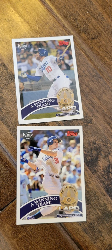 2017 TOPPS LAPD LOS ANGELES DODGERS 2 CARD SET JUSTIN TURNER JOC PEDERSON - Image 1 of 1