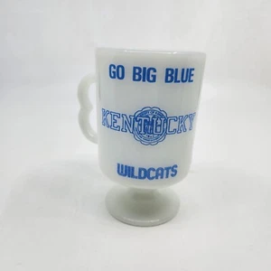 White Milk Glass Pedestal Mug Coffee Cup University of Kentucky Pre-owned - Picture 1 of 11