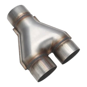 Y Pipe Exhaust Tip Dual 3" Inlet 3" Outlet Reversible Welded Stainless Steel - Bild 1 von 5