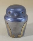 Vintage Pewter Bird Penguin Tea Canister w/Applied Brass Accents  Hong Kong Mark