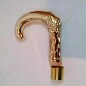 Bastone/bastone da passeggio stile antico ottone massiccio design manico vittoriano legno - Foto 1 di 4