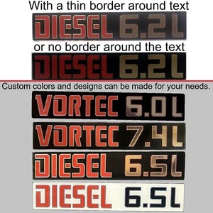 6.2 Diesel custom Tailgate Emblem fits 81 - 93 GMC Chevrolet 6.0, 6.5, 6.6, 7.4 - Picture 1 of 9