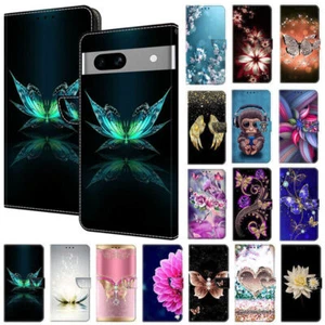 Etui portefeuille téléphone en cuir imprimé à rabat pour Google Pixel 5A 5 XL 6 6A 7A 8 9 Pro - Photo 1 sur 32