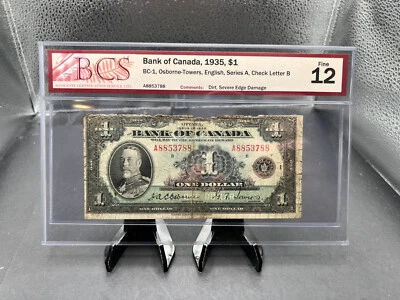 1935 Bank Of Canada $1 Bank Note Series A BCS Graded F-12 SN# A8853788 - Image 1 of 4