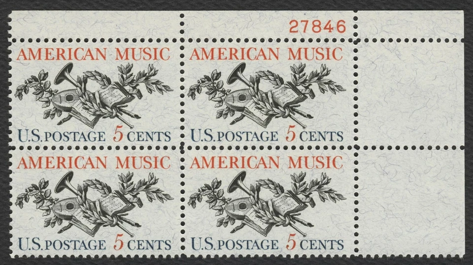 #1252 5c American Music, Plate Block [27846 UR] Mint **ANY 5=FREE SHIPPING** - Image 1 of 1
