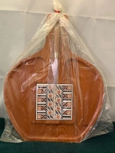 VINTAGE DEKORATIVE FLIESE UND HOLZ OBST KÄSEBRETT TABLETT MIT MESSER MID CENTURY MODERN - Bild 1 von 12