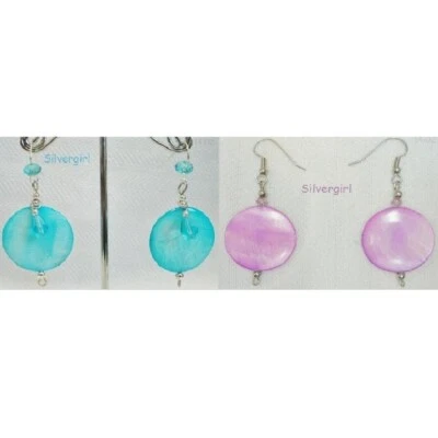 Mother of Pearl Coin Shaped Crystal Earrings - Image 1 of 3