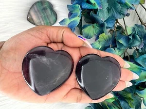 Purple Fluorite Heart - Fluorite Heart Carving - 57MM Purple Fluorite Heart - - Picture 1 of 10