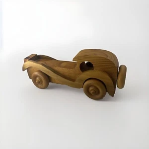 VINTAGE WOODEN HANDCRAFTED ANTIQUE CLASSICAL CAR TOY Handmade decoration - Picture 1 of 9