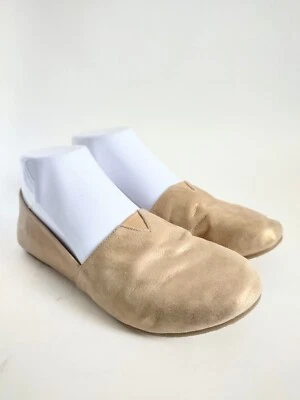 TKEES Metallic Gold Leather ‘Senny’ Slide Flats Women's 6.5 37.5 Retails $99 EUC - Image 1 of 4