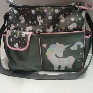 Baby Boom Pink & Grey Unicorn Multi Pckt Diaper Bottle Travel Duffle Bag Newborn - Picture 1 of 7