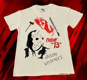 New Friday The 13th Jason Mask Mens White Vintage Throwback T-Shirt - Picture 1 of 2