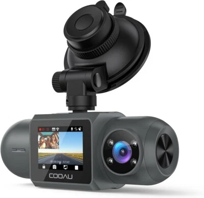 COOAU D30S 4K Dash Cam with GPS Wi-Fi Front and Inside Uber Car Camera