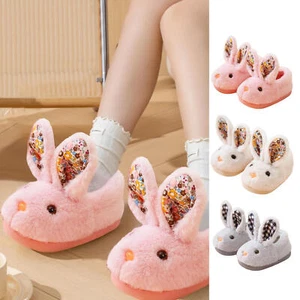 Women's Rabbit Bunny Plush Slippers Warm Comfortable Winter Indoor Slippers - Picture 1 of 31
