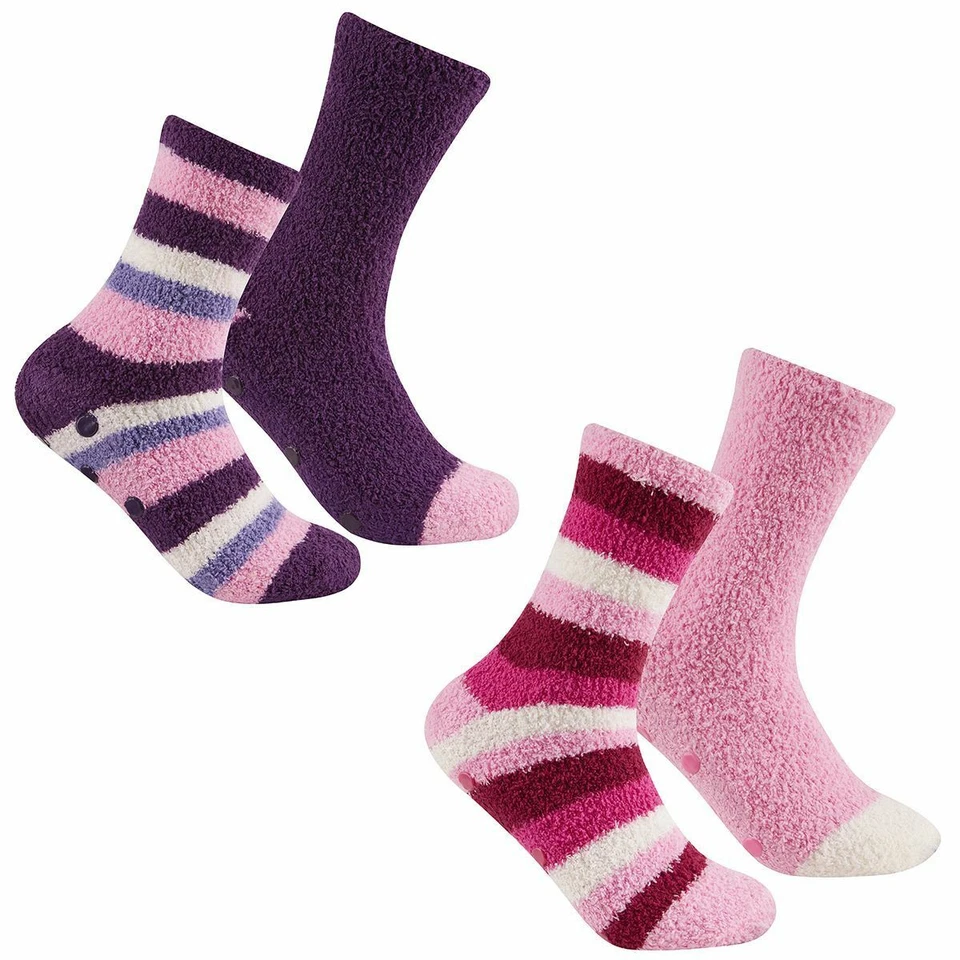 4 pares de calcetines acogedores para mujer a rayas suaves esponjosos antideslizantes regalo Foto 1 de 1