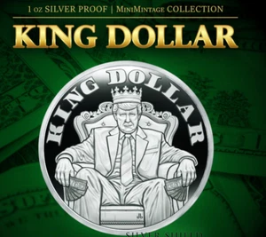 2024 - Trump King Dollar 1 oz .999 Fine Silver Shield PP MINIMINTAGE INSTOCK - Bild 1 von 5