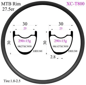 Superlight 27.5er XC Mountain Bicycle Carbon Rims 30mmx30mm Tubeless Bike Wheels - Picture 1 of 8