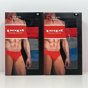 (2) Papi Men's Premium Cotton 5-Packs Low Rise Briefs M 32-34 Multi Colors NWT - Picture 1 of 4