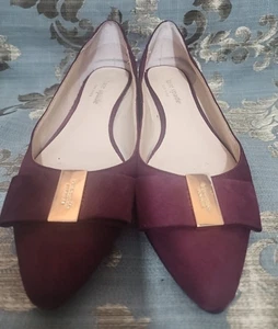 Kate Spade New York NORAH Wine Burgundy Suede Pointy Toe Flat Size 7.5 M - Picture 1 of 7